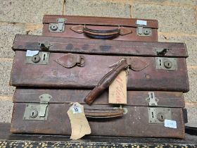 3 VINTAGE LEATHER SUITCASES