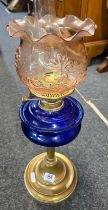 BRASS & GLASS OIL LAMP