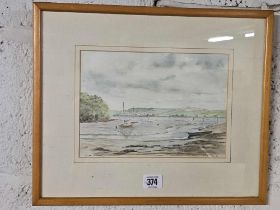 WATERCOLOUR OF STOKE GABRIEL ESTUARY BY CH GLOVER '90