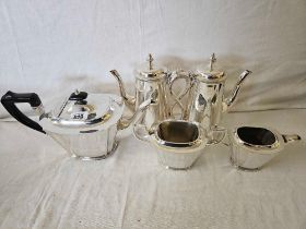 PAIR OF ELKINGTON COFFEE POTS & TEA SET