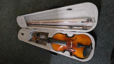 MODERN CANVAS CASE WITH VIOLIN & TWO BOWS