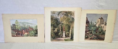 FOLDER OF SIXTEEN WATERCOLOUS. MOST WITH DATES AND LOCATIONS 1870'S TO 1890'S 11'' X 15'' AVERAGE