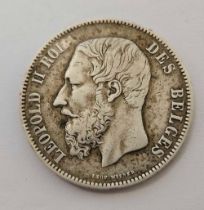 LEOPOLD II 1873 5 FRANC PIECE