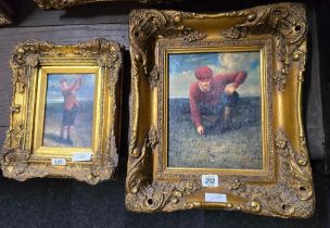 2 GILT FRAMED PICTURES OF VINTAGE GOLFERS