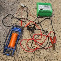 FOOT AIR PUMP & A BATTERY CHARGER WITH LEADS