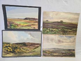 HUGH WRIGHT RUDBY. FOUR UNFRAMED WATERCOLOURS OF LANDSCAPES IN DORSET AND THE FOREST OF DEAN. SOME
