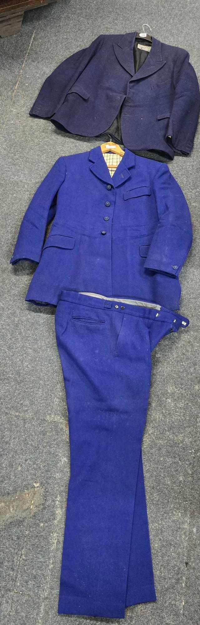 NAVY BLUE CLOTH JACKET & A BLUE JACKET & MATCHING TROUSERS, NO SIZES