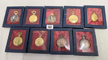 CARTON WITH 9 BOXED DECORATIVE POCKET WATCHES