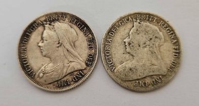 2 VICTORIAN SHILLINGS 1899