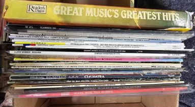 CARTON OF 14 LP'S OF ORIGINAL SOUNDTRACKS FROM MOVIES, WEST SIDE STOREY & OTHERS