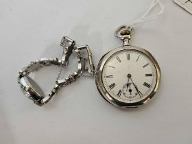 SILVER FOB WATCH A/F & 1 OTHER WATCH