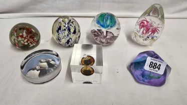 7 GLASS PAPERWEIGHTS