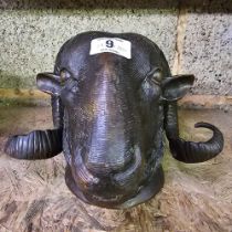 BRONZE HOLLOW CASTING OF A RAMS HEAD
