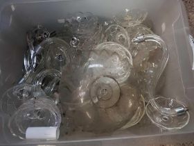 2 CARTONS OF MISC CHANDELIER SAUCERS & GLASS ARM FITTINGS