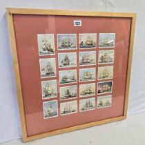 GROUP OF PLAYER'S CIGARETTE CARDS OF SIGNIFICANT SAILING BATTLESHIPS, 20 X 20''