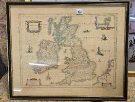 F/G PRINT OF A SAXON MAP OF GREAT BRITAIN & IRELAND