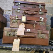 SET OF 4 GRADUATED LEATHER SUITCASES