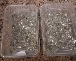 2 TUBS OF CRYSTAL CHANDELIER DROPS