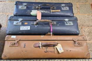 4 VINTAGE FIBRE SUITCASES