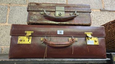 SMALL VINTAGE CROCODILE SKIN CASE & A LARGER LEATHER VANITY CASE