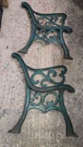 VINTAGE HEAVY IRON BENCH ENDS
