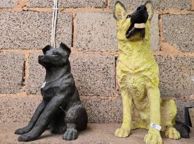 2 LARGE RESIN SEATED DOGS