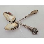 A SET OF 4 DECORATIVE SILVER COFFEE SPOON,