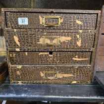 SMALL WOODEN FILING CABINET WITH 4 DRAWERS