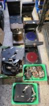 COLLECTION OF 5 RECORD PLAYER GRAMOPHONE'S WITH MOTORS,