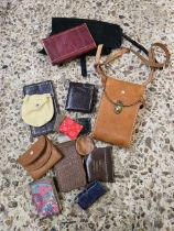 SMALL CARTON OF VARIOUS POUCHES & PURSES & A CAMERA CASE