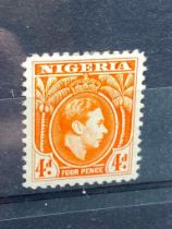 NIGERIA 1938 G6 THE SCARCE 4d ORANGE LT M/M SG 54 CAT £60