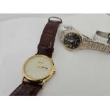 GENTS CITIZEN GOLD COLOURED WATCH WITH LEATHER STRAP & 1 LADIES CITIZEN WATCH WITH GOLD COLOURED &