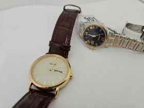 GENTS CITIZEN GOLD COLOURED WATCH WITH LEATHER STRAP & 1 LADIES CITIZEN WATCH WITH GOLD COLOURED &