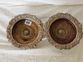 PAIR OF SHEFFIELD PLATE WIRE COASTERS C.