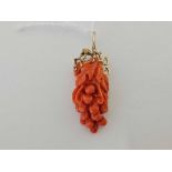 14ct MOUNTED CORAL PENDANT