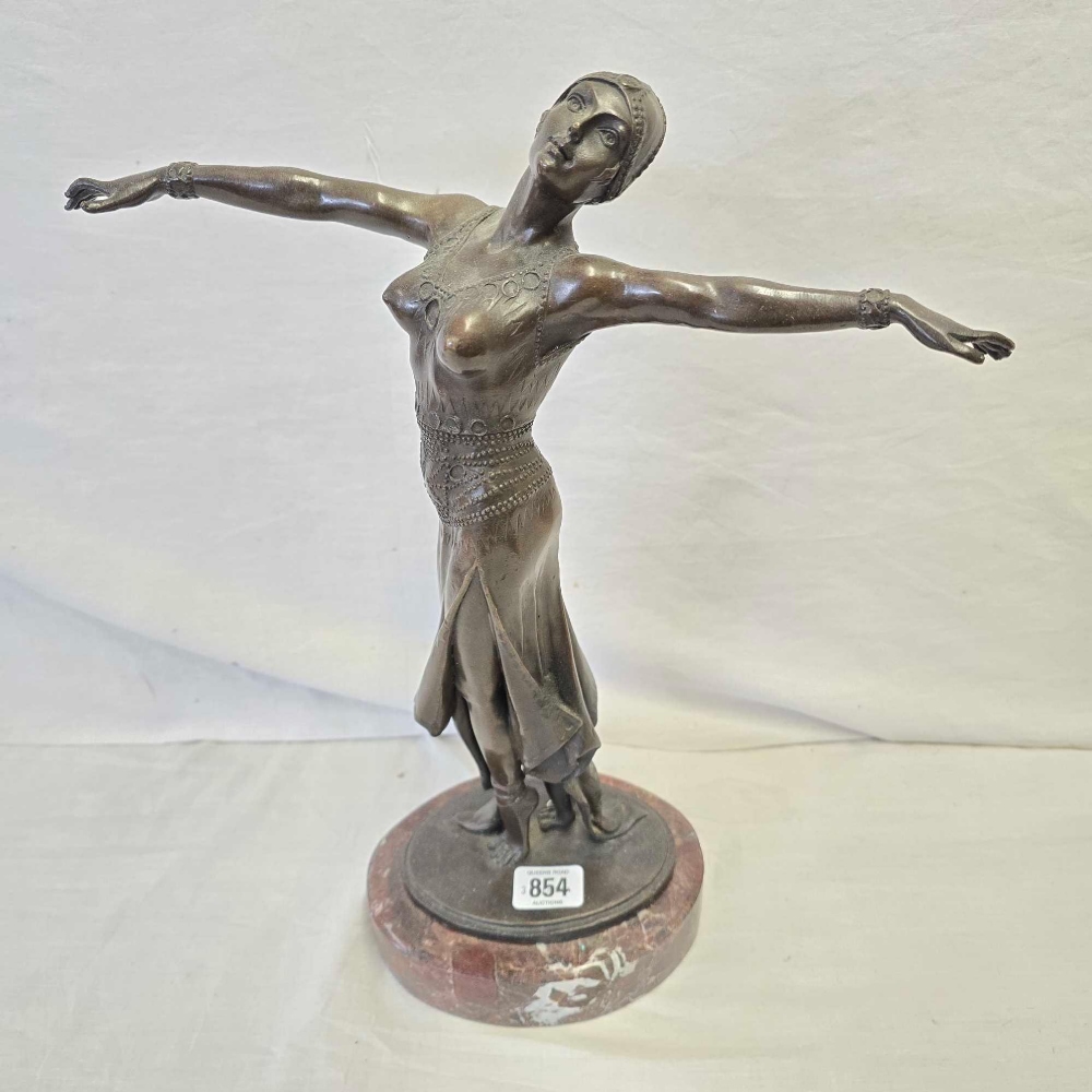 ART DECO FIGURE OF A DANCER ON MARBLE BASE,