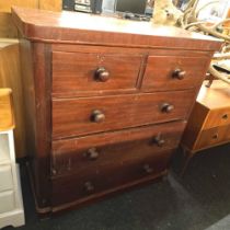 STAINED PINE CHEST OF 5 DRAWERS