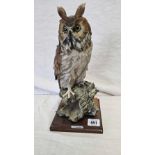 RESIN SCULPTURE OF A HORNED OWL BY G ARMANI,