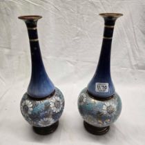 PAIR OF ENAMELLED STONEWARE VASES FROM ROYAL DOULTON APPROX 12.