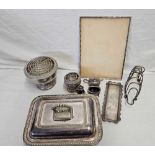 SILVER PLATE ENTREE DISH, PICTURE FRAME,
