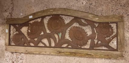 MODERN CAST IRON BENCH ENDS & BENCH BACK WITH SUN FLOWERS