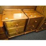 PAIR OF PINE BEDSIDE CHEST OF 3 DRAWERS