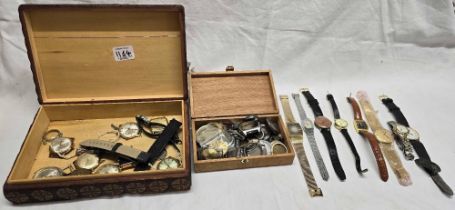 QTY OF LADIES & GENTS WATCHES & WATCH DARTS IN WOODEN BOXES