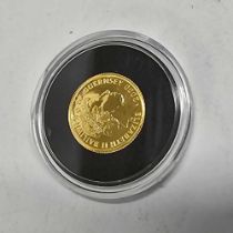 1/25 OZ 100TH CENTENARY OF THE QUEEN MOTHER £5 GOLD COIN, 24ct WITH C.O.