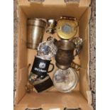 CARTON WITH MISC WHITE METAL & PLATED ITEMS INCL;