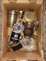 CARTON WITH MISC WHITE METAL & PLATED ITEMS INCL;