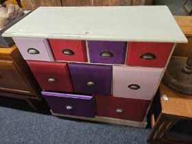 PAINTED MULTI DRAWER PINE CHEST