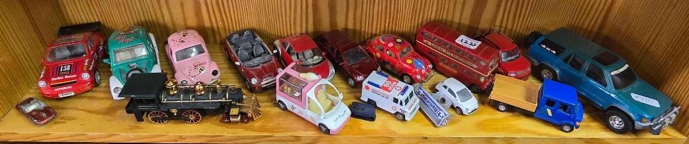 SHELF OF MISC DIE CAST TOYS & OTHERS INCL;