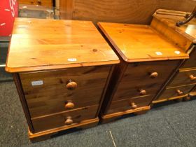 PAIR OF PINE BEDSIDE CHEST OF 3 DRAWERS
