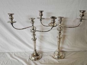 PAIR OF LARGE SHEFFIELD PLATE CANDLESTICKS C.